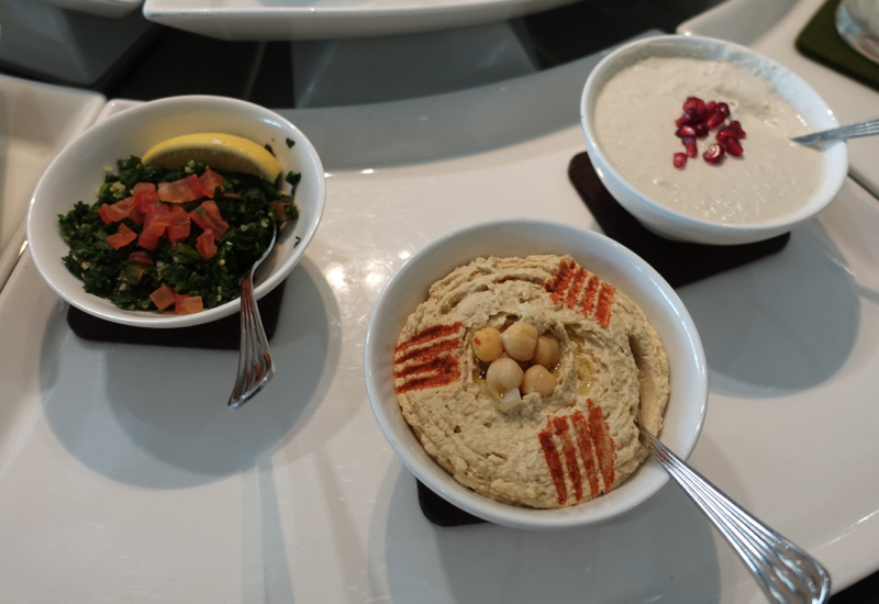 Hummus and Tabouleh Salad, Emirates Lounge Review LHR T3