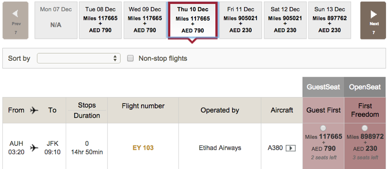 AAdvantage Award Chart Devaluation Strategy: Etihad First Apartment Last Minute Award Space