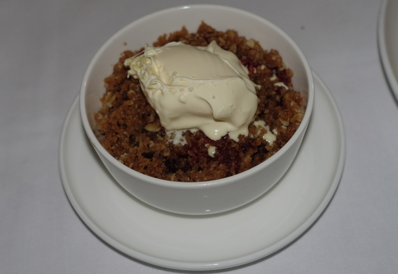 Plum Crumble Dessert, Qantas First Class Review, A380