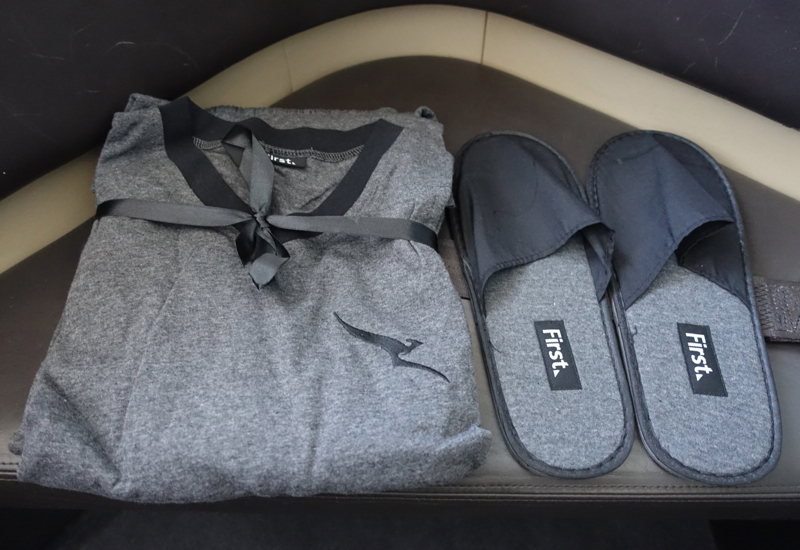 Review: Qantas First Class A380-Pajamas and Slippers