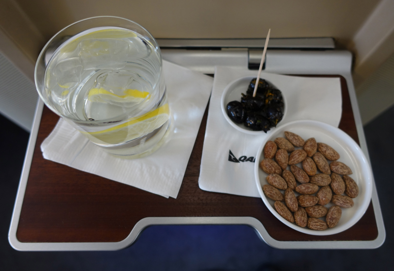 Review: Qantas First Class A380-Pre-Flight Drink and Snacks