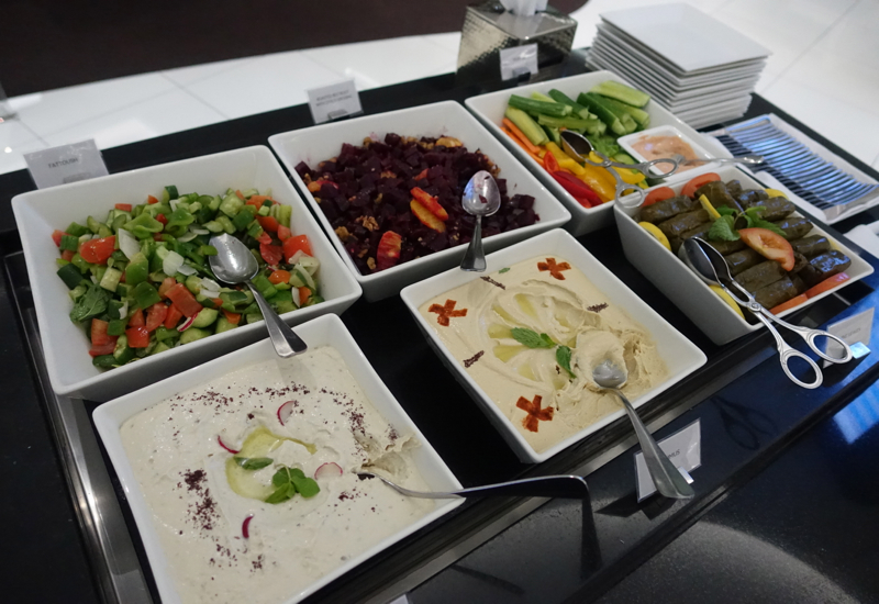 Hummus, Dips, Salads at Etihad Business Class Lounge, AUH