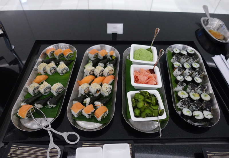 Sushi, Etihad Business Class Lounge Abu Dhabi Review