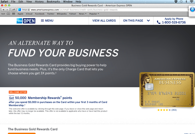 How to Get the 50K AMEX Business Gold Offer: Use Safari