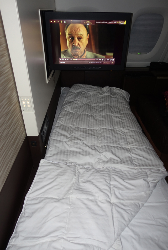 Etihad First Apartment Bed and TV, A380 Review