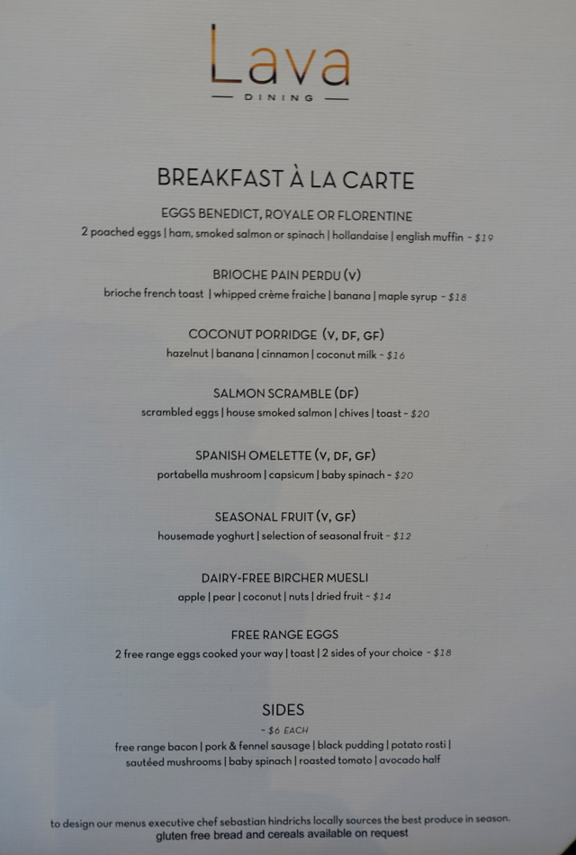 Sofitel Auckland Breakfast Menu