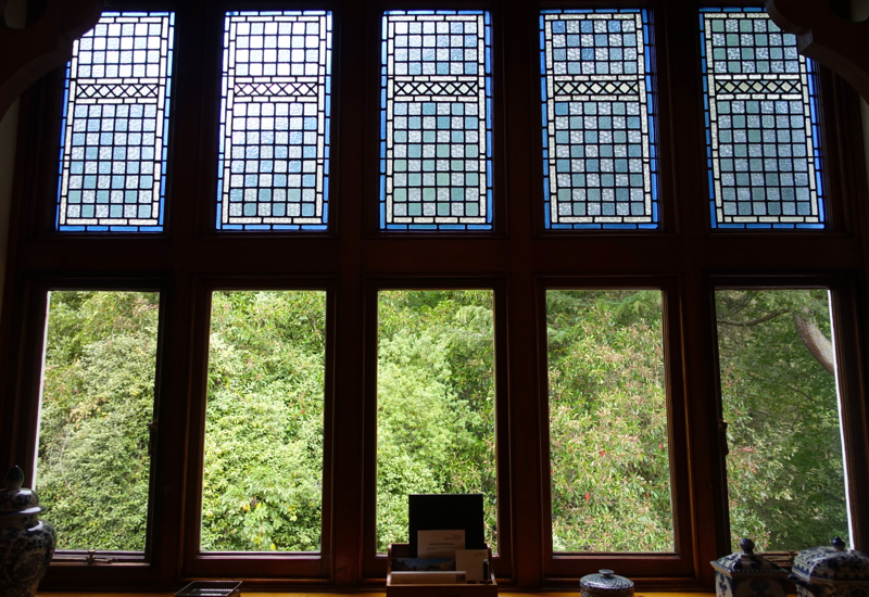 Beautiful Stained Glass in the Clark Suite, Otahuna Lodge Review