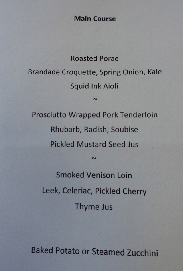 Matakauri Lodge Dinner Menu