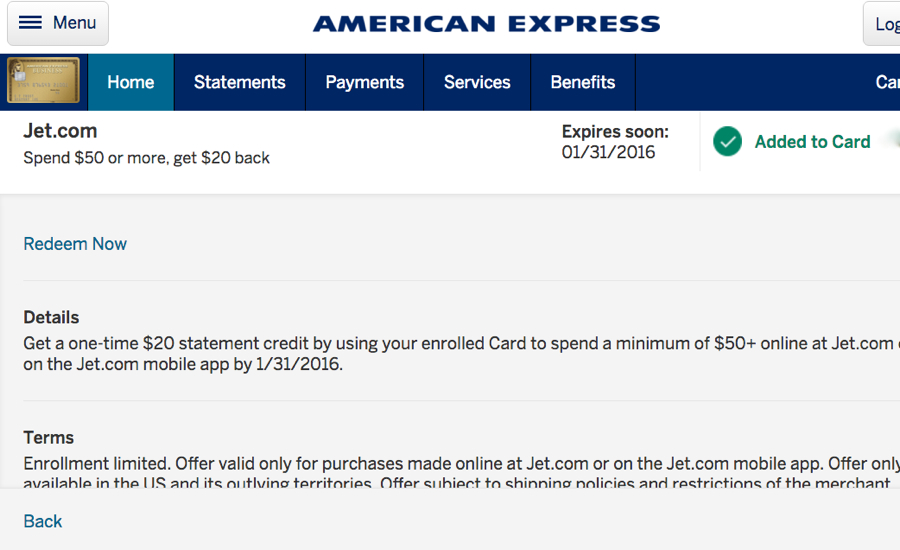 AMEX Jet.com Offer