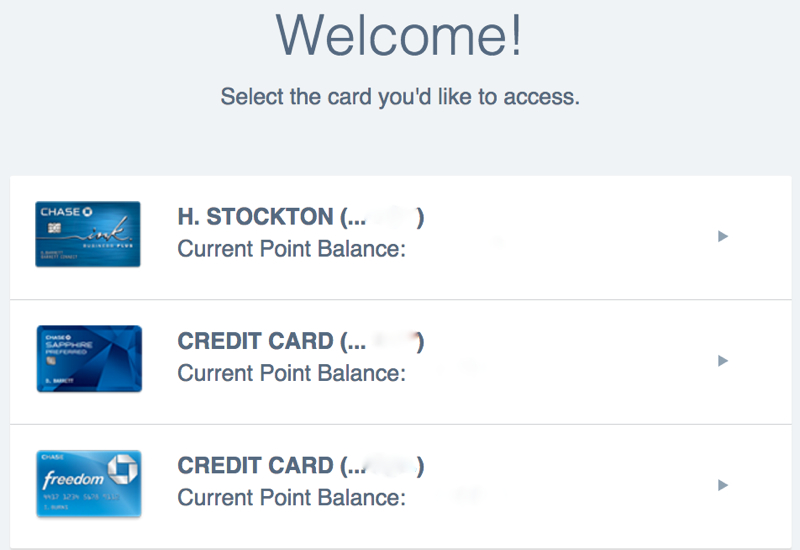 Select Chase Card to View Its Ultimate Rewards Points Balance
