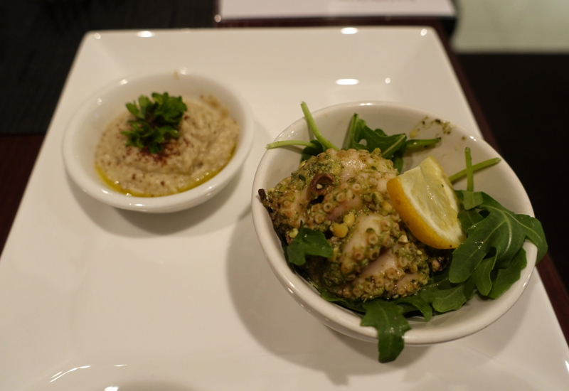 Baba Ganoush and Octopus, Etihad Lounge Sydney Review