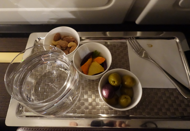 Nuts, Vegetable Chips and Olives, Etihad First Apartment Review