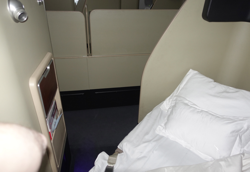 Review: Qantas A380 First Class Bed: Head Near the Aisle