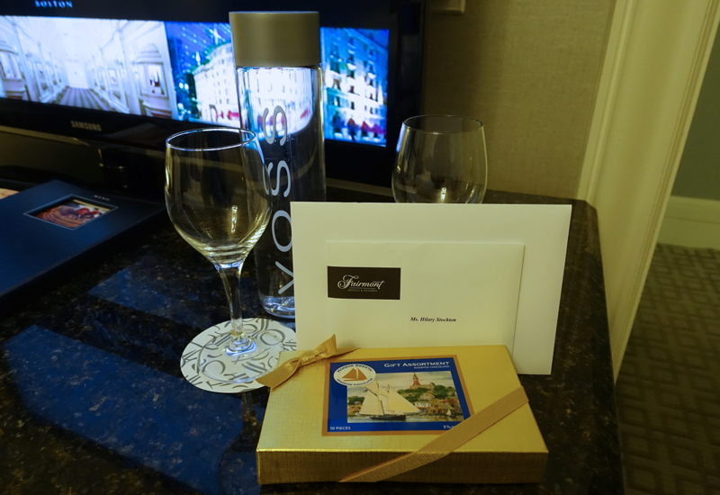 Welcome Chocolates and Voss Water, Fairmont Copley Plaza Review