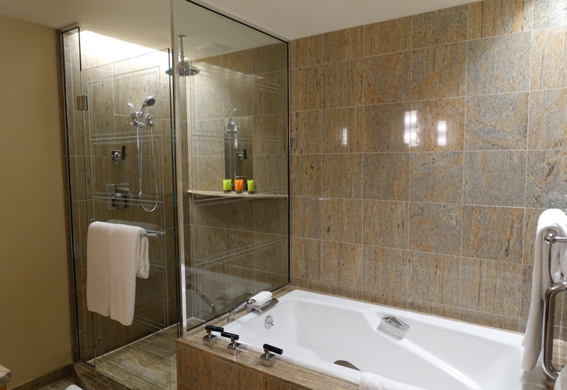 Soaking Tub and Separate Rain Shower, Mandarin Oriental Boston Review