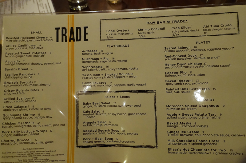 Trade Menu, Boston