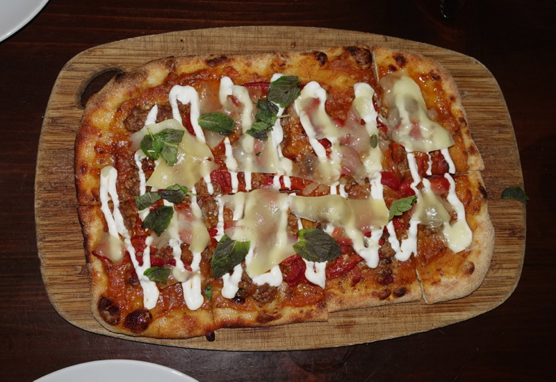 Lamb Sausage Flatbread, Trade Boston Restaurant Review