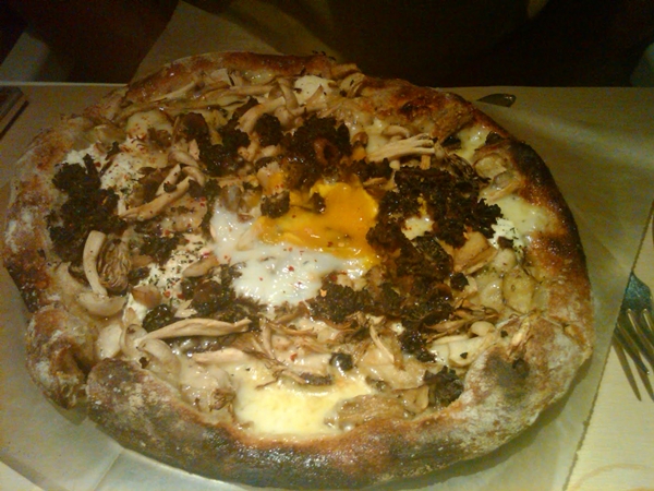 Mushroom pizza with farm egg, ABC Kitchen, NYC