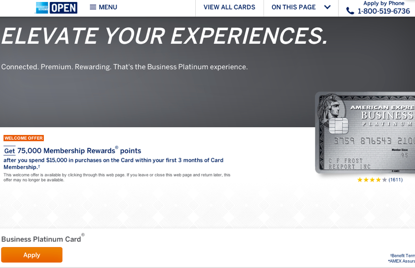 75K AMEX Business Platinum Bonus Offer