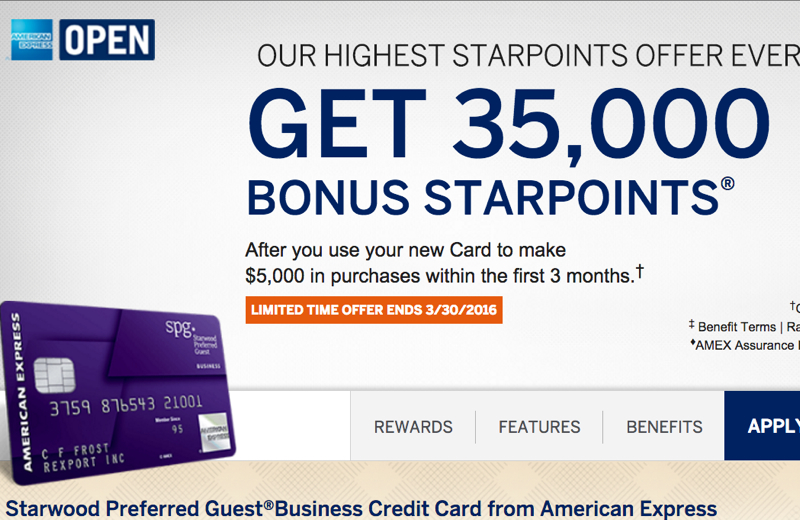 35K SPG AMEX Bonus Offer Expires March 30