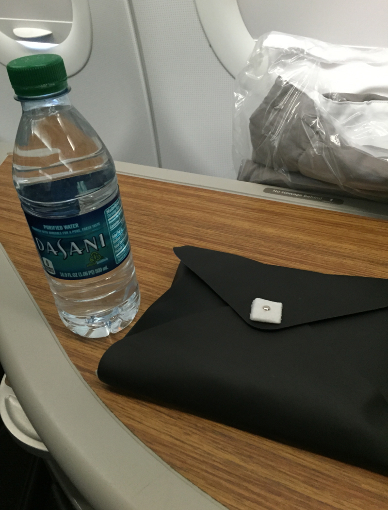 Bottled Water and Amenity Kit, American A321 First Class Review