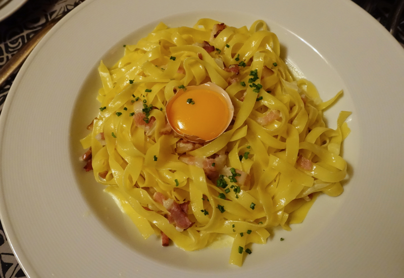 Linguine Carbonara, Four Seasons Bora Bora Room Service Review