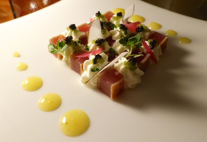 Seared Tuna with Caviar and Lime Cream, Four Seasons Bora Bora Restaurant Review