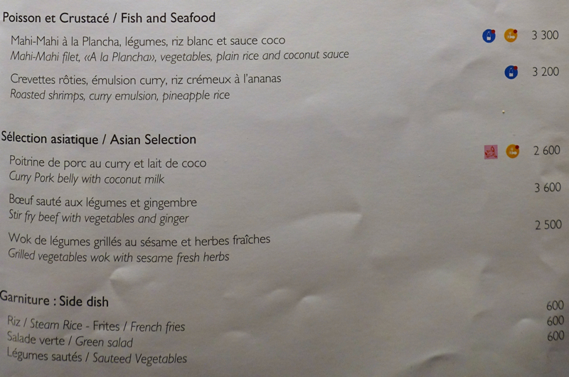 InterContinental Bora Bora Menus - Fish and Seafood