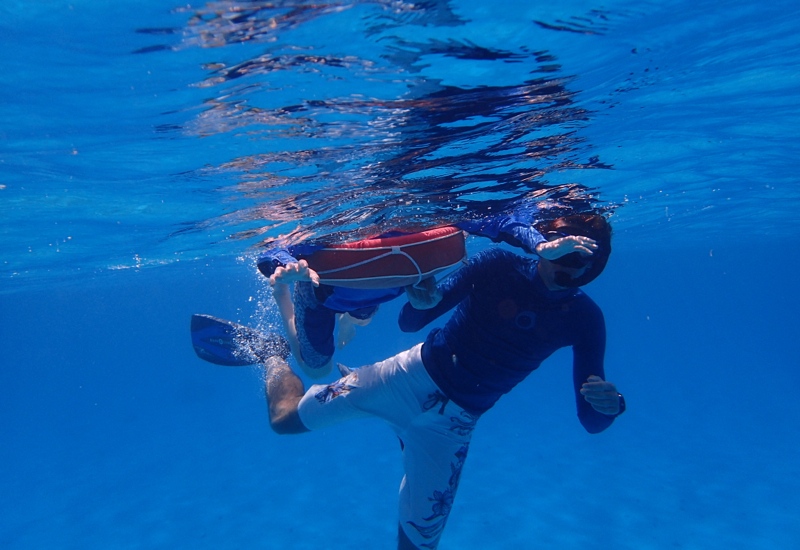 Guillaume of Pure Snorkeling Helping My Son, Bora Bora