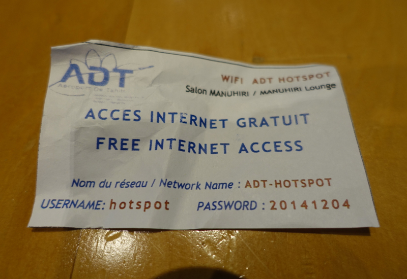 Papeete Business Class Lounge WiFi Username and Password