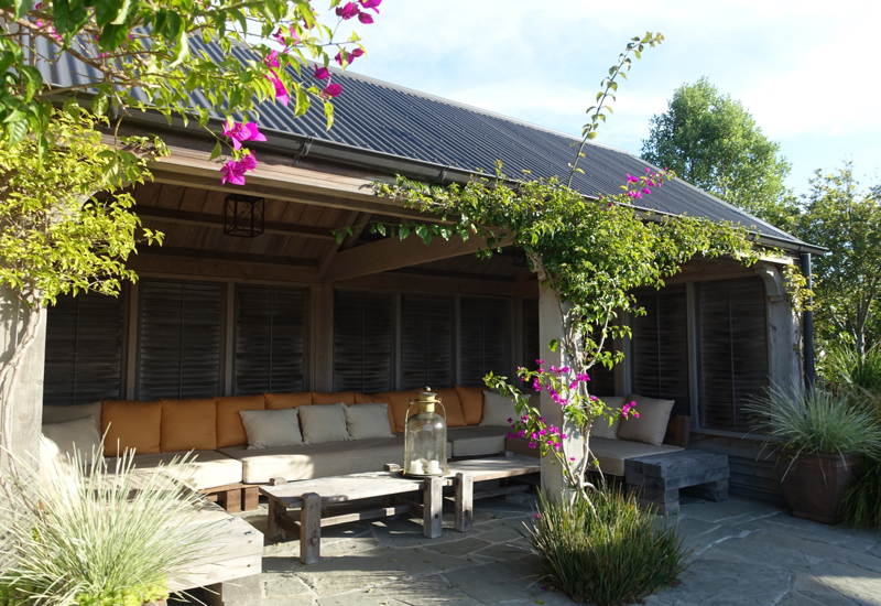 Shaded Lounge Area by Pool, The Farm at Cape Kidnappers Review