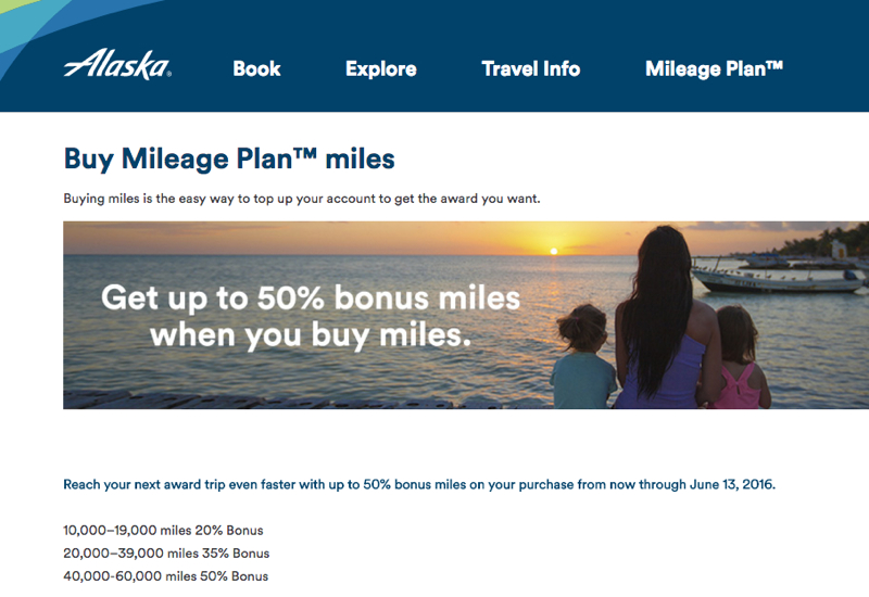 Buy Alaska Miles with 50% Bonus
