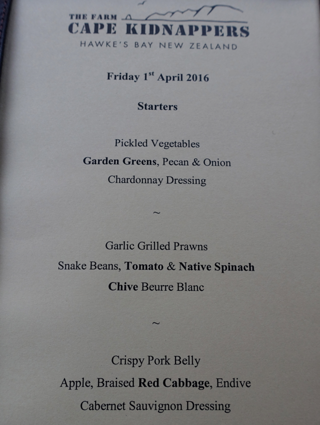 The Farm at Cape Kidnappers Dinner Menu-Appetizers