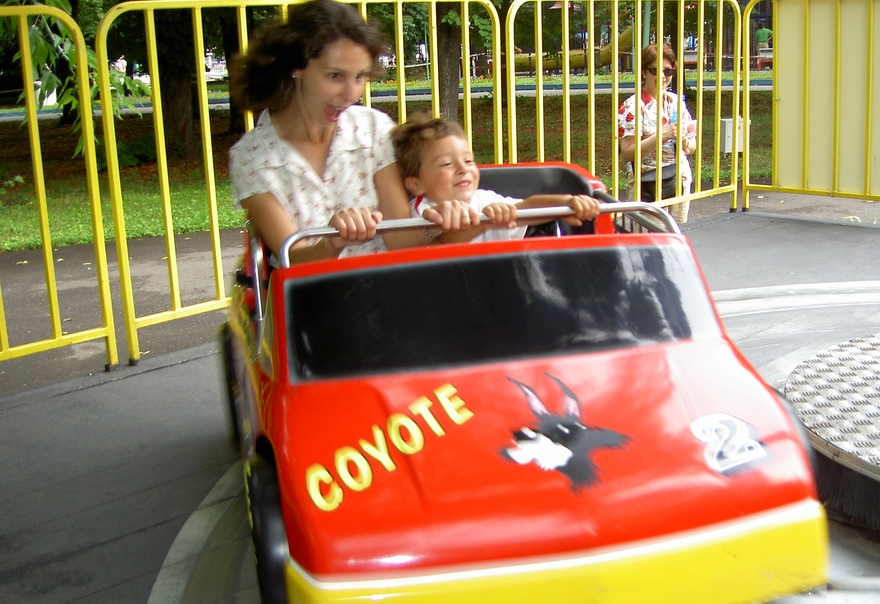 Car ride in Gorky Park, Moscow, Russia