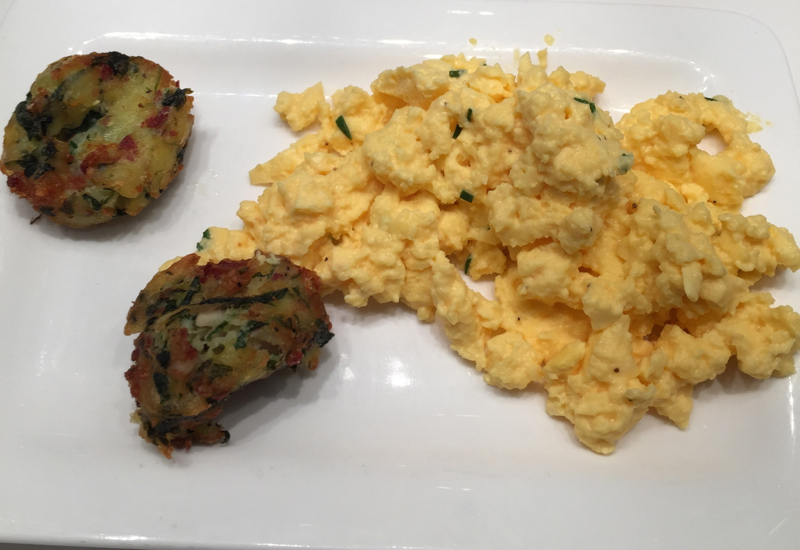 Air New Zealand Auckland Lounge Food Review-Scrambled Eggs and Fritters