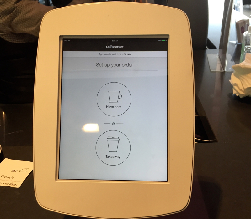 Order Coffee by Touchscreen, Air New Zealand Auckland Lounge Review