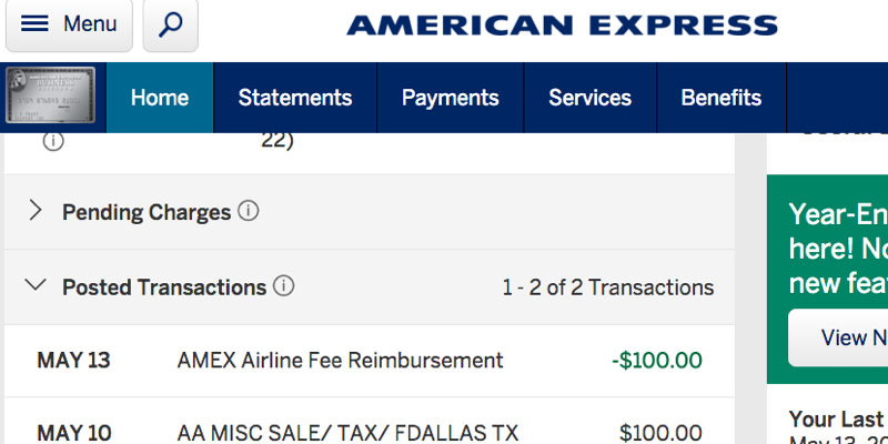 Maximize AMEX Platinum Airline Fee Credit