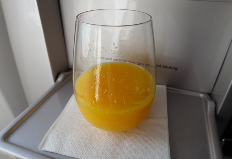 Air New Zealand Business Premier Review: Fresh Squeezed Orange Juice