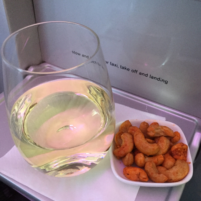 Pinot Grigio and Spicy Cashews, Air New Zealand Business Class Review