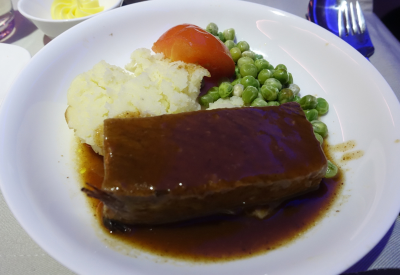 Fiji Airways Business Class Review-Beef Short Rib Meal