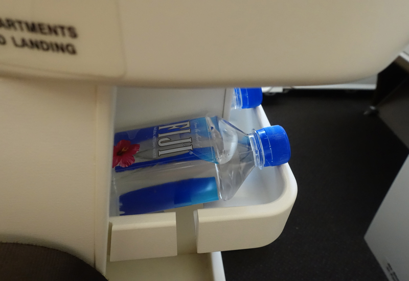 Fiji Airways Business Class Review-Fiji Water at Each Seat