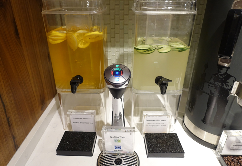 Iced Tea and Cucumber Infused Water, AMEX Centurion Studio Seattle Review