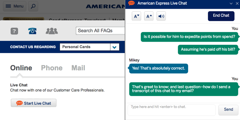 Express chat amcan American Express
