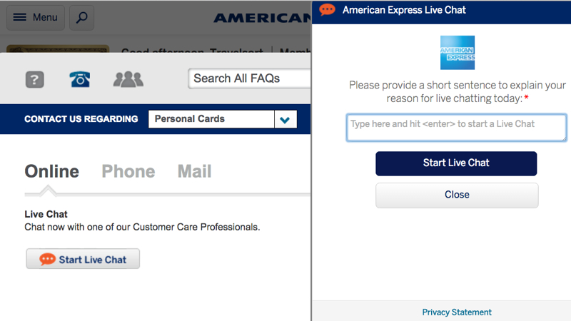 Contact AMEX Via Live Chat