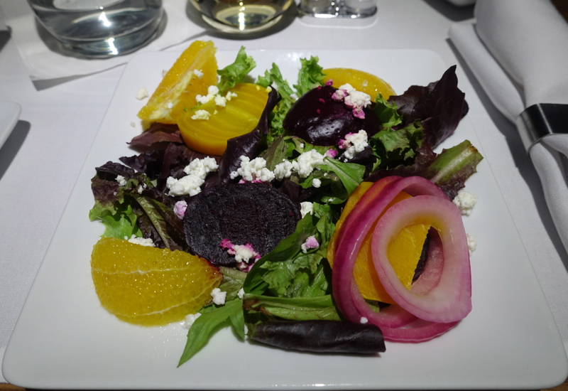 Beet and Goat Cheese Salad, American A321 First Class Review