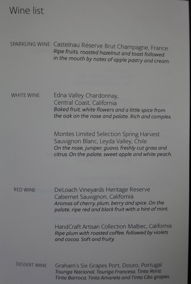 Wine List, American A321 First Class Review SFO to JFK