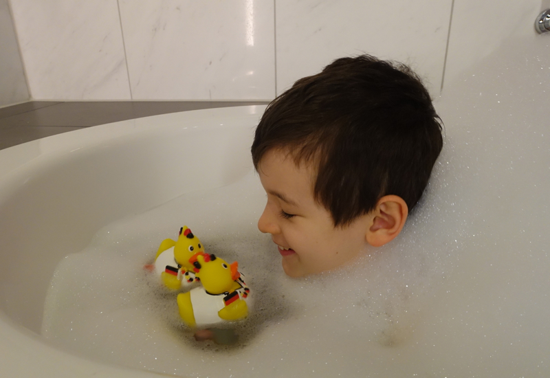 Bubble Bath with Rubber Duckies, Lufthansa First Class Terminal FRA