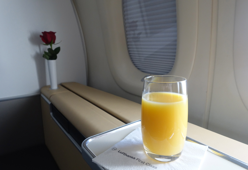 Orange Juice, Lufthansa First Class Review, 747-8