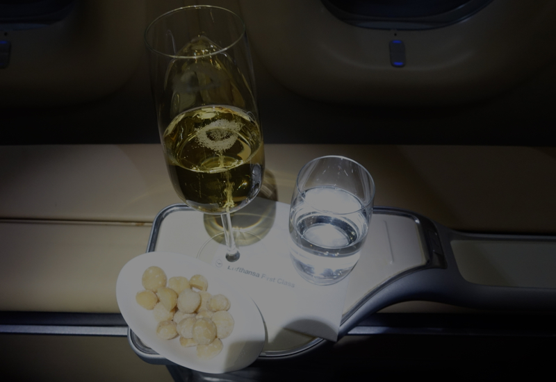Pre-Flight Champagne and Macadamia Nuts, Lufthansa First Class Review 747-8