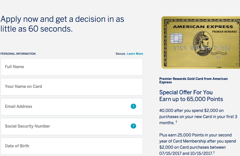 65K AMEX Premier Rewards Gold via AMEX Pre-Qualified Offers